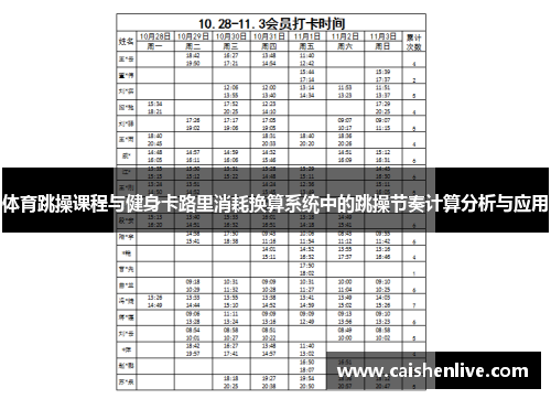 体育跳操课程与健身卡路里消耗换算系统中的跳操节奏计算分析与应用
